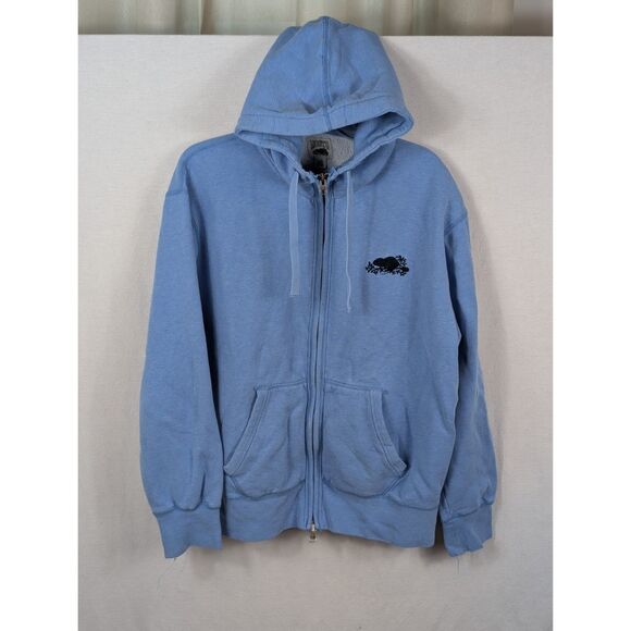 Roots Canada Full Zip Hooded Sweatshirt Light Blue Size Large